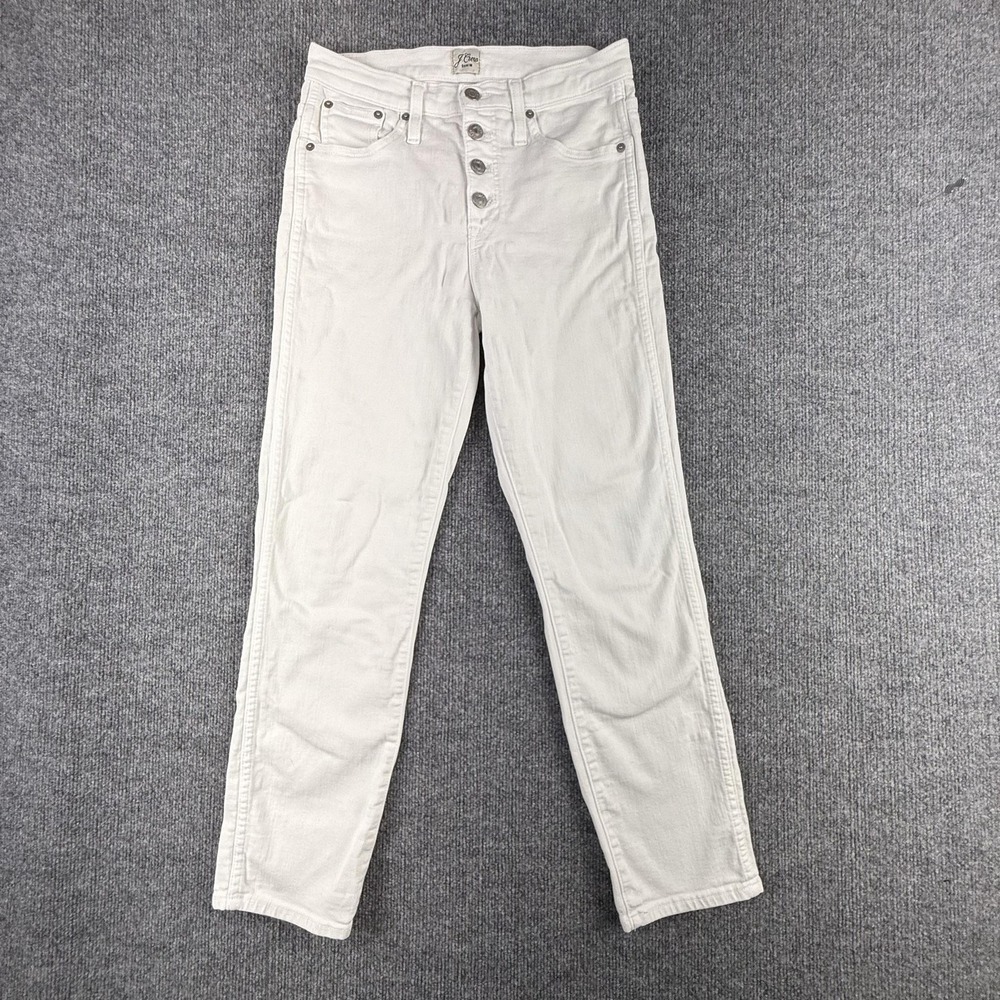 J.Crew Jeans Womens 26‎ White Light Wash High Rise Slim Straight Denim Pants